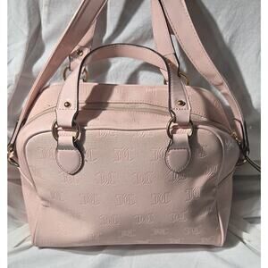 Juicy Couture Pink Satchel Top Handle Bag with Logo Pattern and Heart Charm